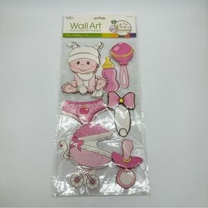 Baby Girl Nursery Wall Art Stickers 3D Glitter Pink Baby Decor Set